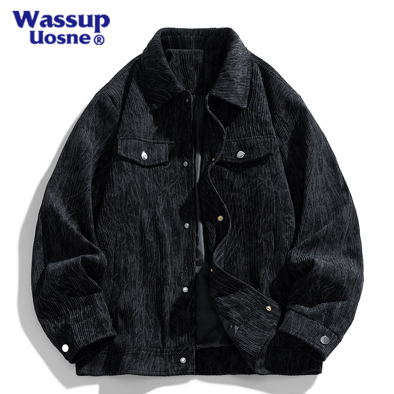 Wassup Uosne Corduroy Men's Jacket Spring and Autumn American Retro Lapel Casual Versatile Workwear Jacket Wassup Uosne Corduroy Men's Jacket Spring and Autumn American Retro Lapel Casual Versatile Workwear Jacket