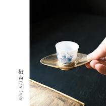 Yanshanxing Songfengshe Chengwei handmade ceramic coaster gold glaze silver saucer Chinese retro creative coaster