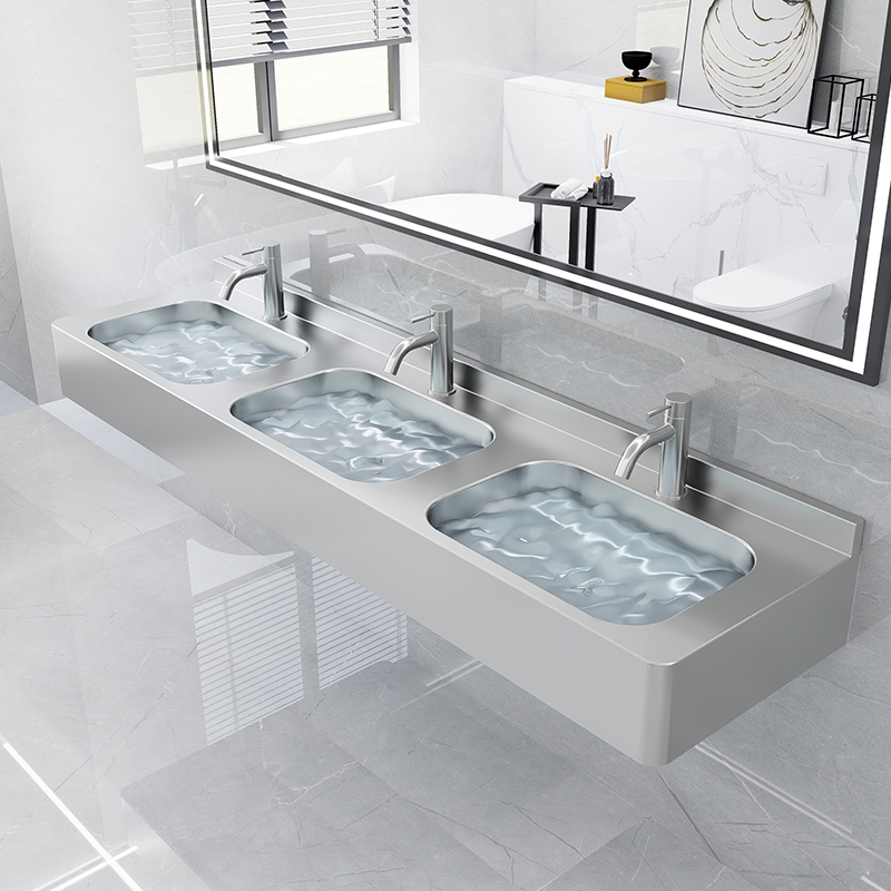 304 Stainless Steel Wall-Mounted Washbasin Washbasin Bathroom Bathroom Three-In-One Basin Integrated Pool Sink