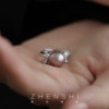 Jane's Jewelry Natural Freshwater Pearl Ring Women's Round Purple Butterfly Cool and Elegant Adjustable Ring