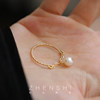 Jane's Jewelry natural freshwater pearl ring for women, French style, versatile, exquisite and beautiful open index finger ring