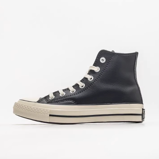 Autumn and Winter 1970S Leather-Covered Fleece-Lined Warm High-Top Men's and Women's Shoes, Cold-Resistant Black and White Casual Shoes 170369C