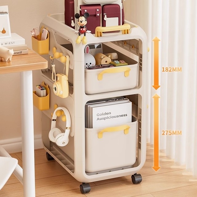 Japanese Imported Mujie Schoolbag Storage Rack, Movable Small Cart, Under-Desk Sliding Cabinet, Book Storage Rack for Home Use