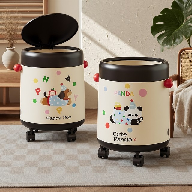 Japanese Imported Trash Can for Home Use, High Aesthetic Value, Large Capacity, Simple Style for Living Room and Bathroom, Creative Dopamine-Style Wastebasket