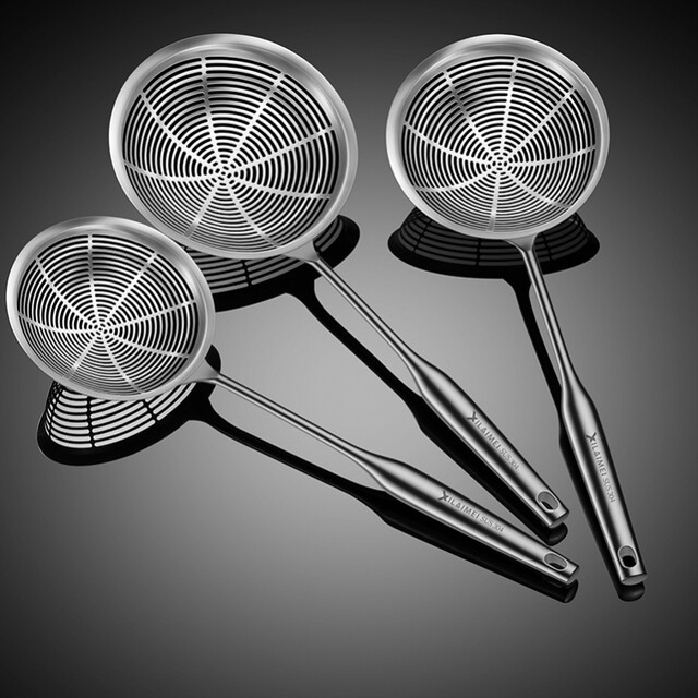 German Imported 304 Stainless Steel Skimmer, Large Household Kitchen Strainer for Noodles and Hot Pot, Filtering Tool