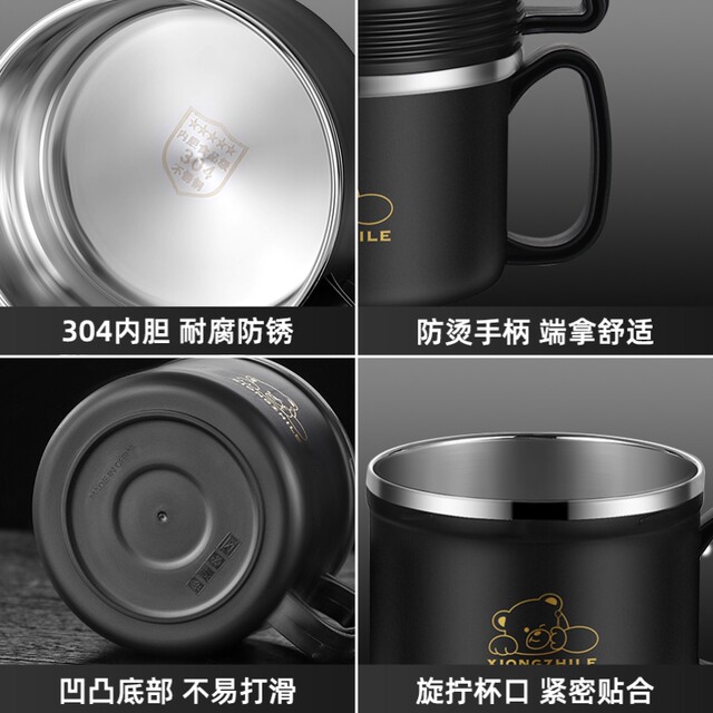 German Imported Thickened 304 Stainless Steel Insulated Lunch Box, Large Capacity Fast Food Cup for Adults, Student Dormitory Instant Noodle Bowl