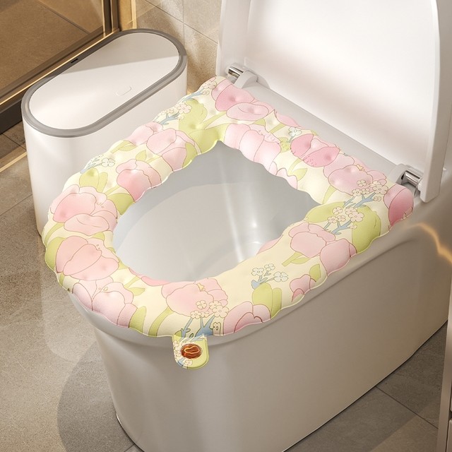 Japanese Scented Toilet Seat Cover, Thickened, Waterproof, No-Wash, Suitable for All Seasons, Wipeable, Washable, Printed Toilet Seat Cover, Seat Ring Cushion