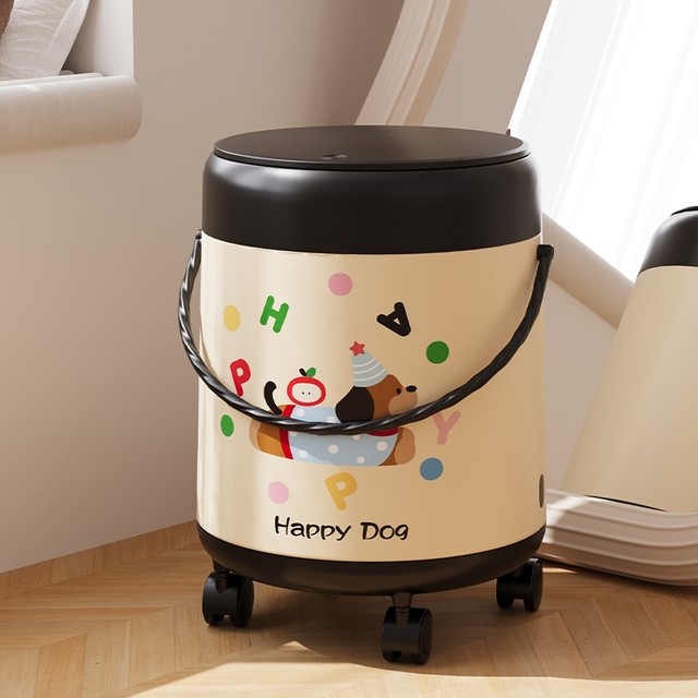 Japanese Imported Trash Can for Home Use, High Aesthetic Value, Large Capacity, Simple Style for Living Room and Bathroom, Creative Dopamine-Style Wastebasket