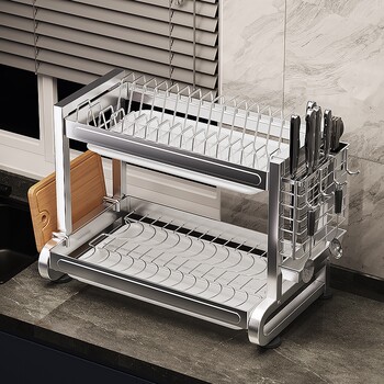 Japanese Mujie304 Stainless Steel Kitchen Dish Rack, Draining Rack, Multi-Functional Storage Rack for Bowls, Plates, and Chopsticks