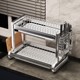 Japanese Mujie304 Stainless Steel Kitchen Dish Rack, Draining Rack, Multi-Functional Storage Rack for Bowls, Plates, and Chopsticks