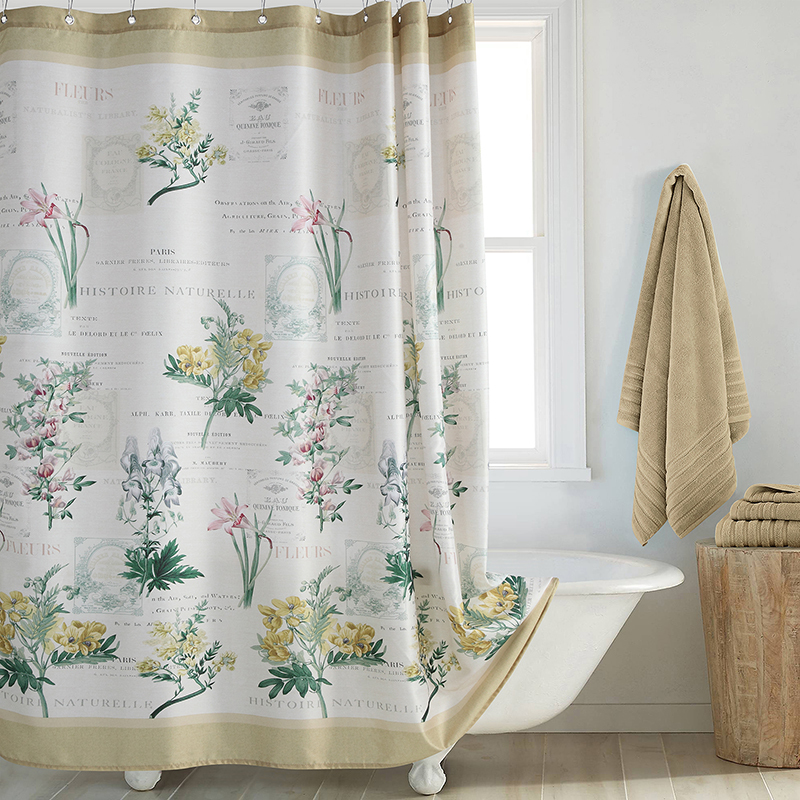 Elegant European-Style Pastoral Waterproof and Mildew-Proof Thickened Polyester Fabric Eco-Friendly Printed Shower Curtain Bathroom Door Curtain Partition Curtain