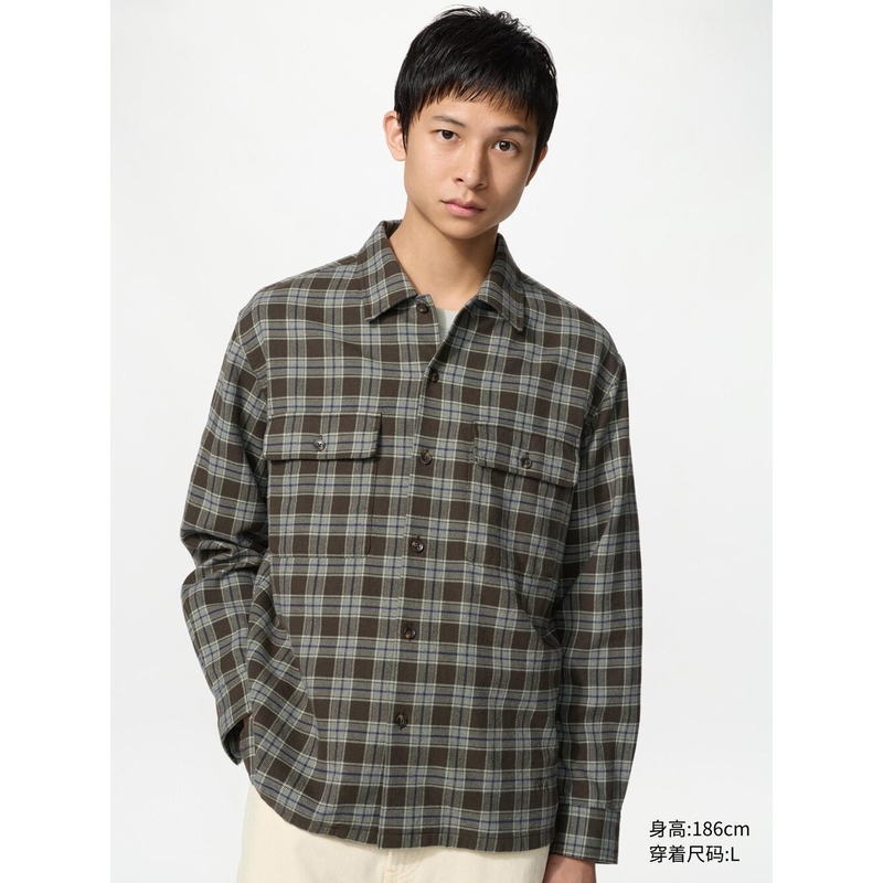 Flannel Double-Pocket Plaid Shirt/Long-Sleeve Unisex Collaboration Shirt Air Conditioning Shirt 486615 Flannel Double-Pocket Plaid Shirt/Long-Sleeve Unisex Collaboration Shirt Air Conditioning Shirt 486615