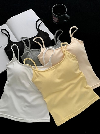 White Camisole for Women with Built-In Bra Pads, 2025 New Summer Style, Beautiful Back Design, Can Be Worn as Outerwear or as a Base Layer