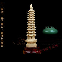 Compass pure copper Taishan Fuyuan Pavilion peach wood Wenchang Pagoda wooden 7-layer 9-layer 11-layer 13-layer solid wood carving crafts