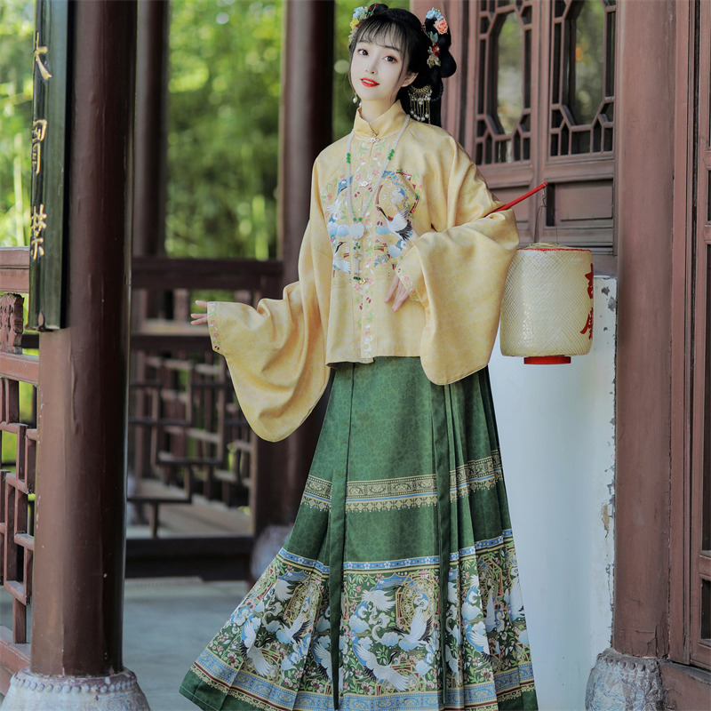 Hanfu for Women 2026 New Full Set Mamian Skirt Adult Cheongsam-Style Stand-Up Collar, Front-Buttoned, Pipa Sleeves, Everyday Ming-Style Spring and Autumn Model