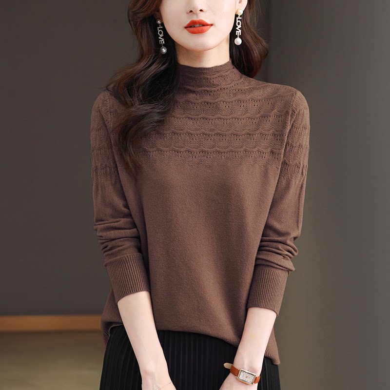 Goat sweatshirt knitted female mm loose lap half belly cover with slight fat sweater 200 Winter winter hit bottom inner high collar size-Taobao