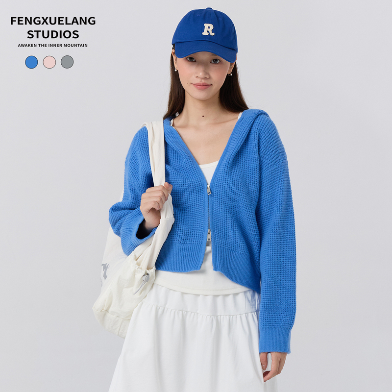 Fengxuelang 2026 Spring and Autumn New Waffle Knit Sweater for Women, Soft and Casual Versatile Commuter Jacket Fengxuelang 2026 Spring and Autumn New Waffle Knit Sweater for Women, Soft and Casual Versatile Commuter Jacket