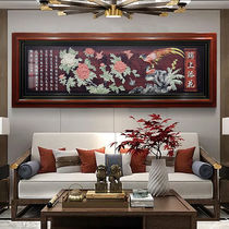 New Chinese style living room sofa background wall decoration painting solid wood relief jade carving hanging painting office high-end wall mural