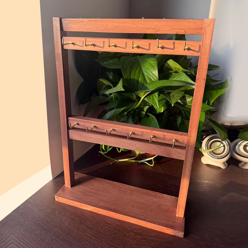 Keychain Display Stand, Solid Wood with Hook, Jewelry Display Stand, Small Accessory Hanger, Hook, Earring Display Stand, Bracelet