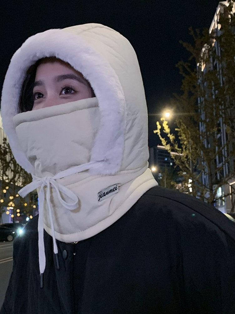 Winter Warm Lei Feng Hat with Fleece Lining, Thickened Cold-Proof Mask and Neck Warmer Integrated Hat, Outdoor Windproof Cycling Headgear