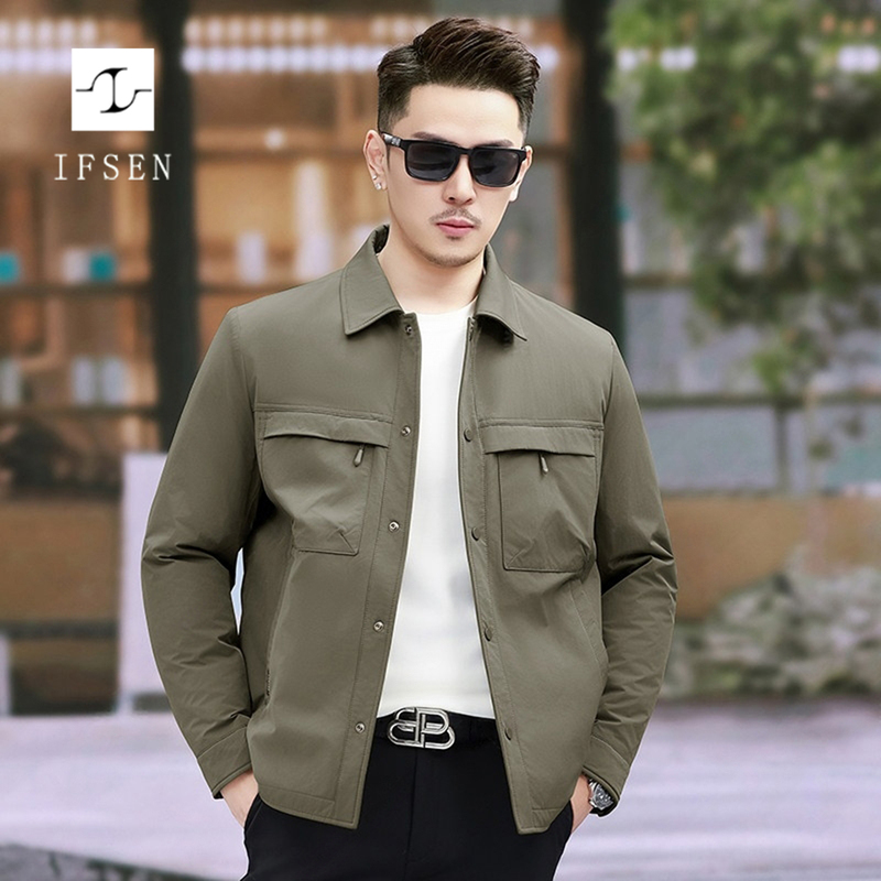 Ifsen Business Jacket Men's Casual Lightweight Warm Lapel Shirt-Style Goose down Jacket 2026