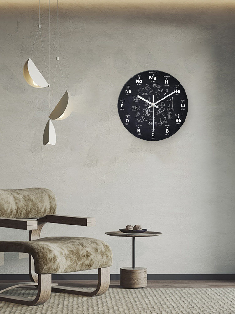 Home Chemistry Digital Wall Clock, Study Silent Clock, Periodic Table, Punch-Free, Theory of Relativity Formula, Glass Clock