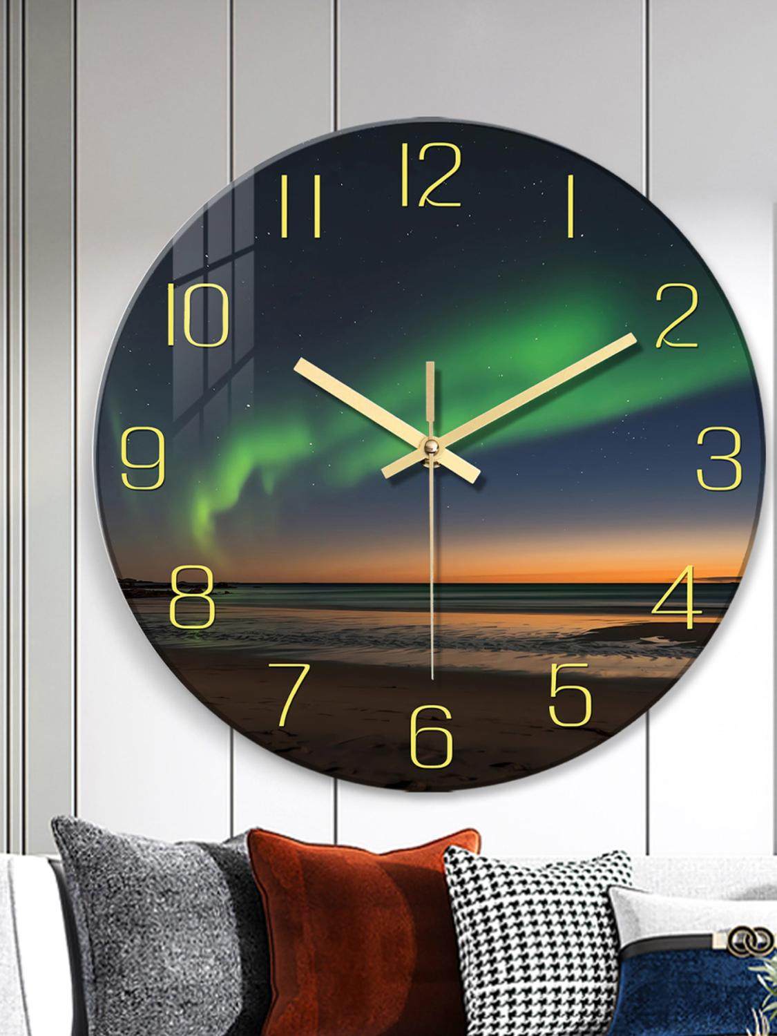Internet-Famous Silent Wall Clock, Living Room Clock, Bedroom Clock, Creative Quartz Clock, Simple Modern Glass Wall Clock for Home Use