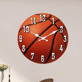 No-Drill Silent Basketball Clock 2026 New Sports Wall Clock Men's Birthday Gift Living Room Large Numbers Atmosphere