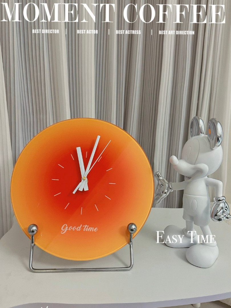 [Rongke] Sunset Clock Wall Clock Home Creative Simple Silent Glass Clock Living Room Home Decoration Ornament
