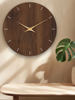 2026 New Wabi-Sabi Style Faux Wood Corner Living Room Wall Clock, Creative Wall-Mounted Silent Clock, High-End Natural Wood Style Clock