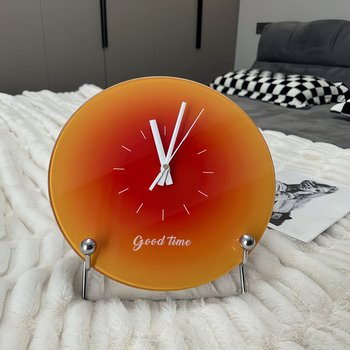 [Rongke] Sunset Clock Wall Clock Home Creative Simple Silent Glass Clock Living Room Home Decoration Ornament