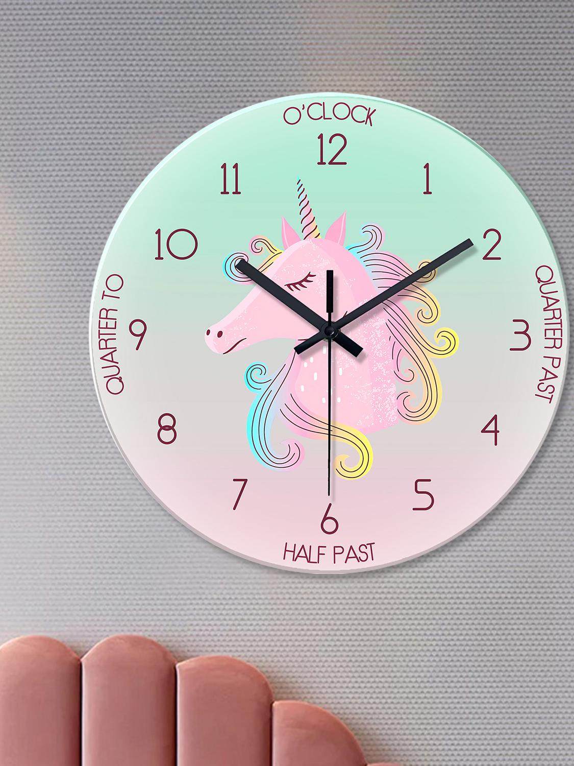 Silent Wall Clock for Living Room and Bedroom, Creative Wall Clock, Simple Modern Clock, Cartoon Glass Clock, Wall-Mounted for Home Use
