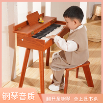 Kuangmeng childrens small piano 37 keys for boys and girls beginner wooden desk electronic piano baby toy Childrens Day gift
