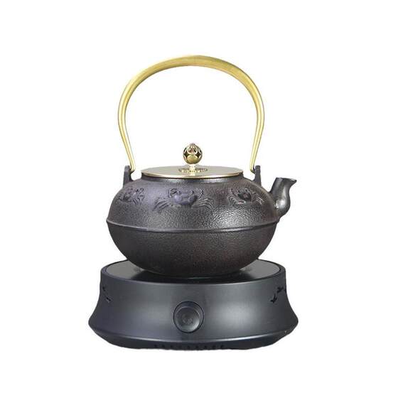 Cast Iron Kettle for Hand-Boiling Water, Teapot for Brewing Tea, Electric Ceramic Stove Tea Maker, Health-Preserving Household Crab Tea Set, Craft Gift Set