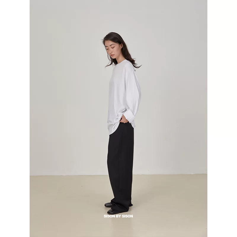 SISON BY SISON [Designer Women's] Simple Wide Edition Lian Sleeve Basic Basic Basic Long -sleeved T -shirt