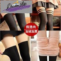 Velvet and thickened Japanese splicing fake high-top autumn and winter fake flesh-revealing slimming and leg-revealing stockings flesh-colored pantyhose for women