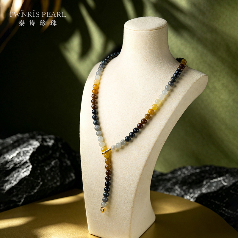 [New on 9.4] Taishi Pearl and Hetian Jade Clear Water Color Gradient Round Bead Lake Water Necklace