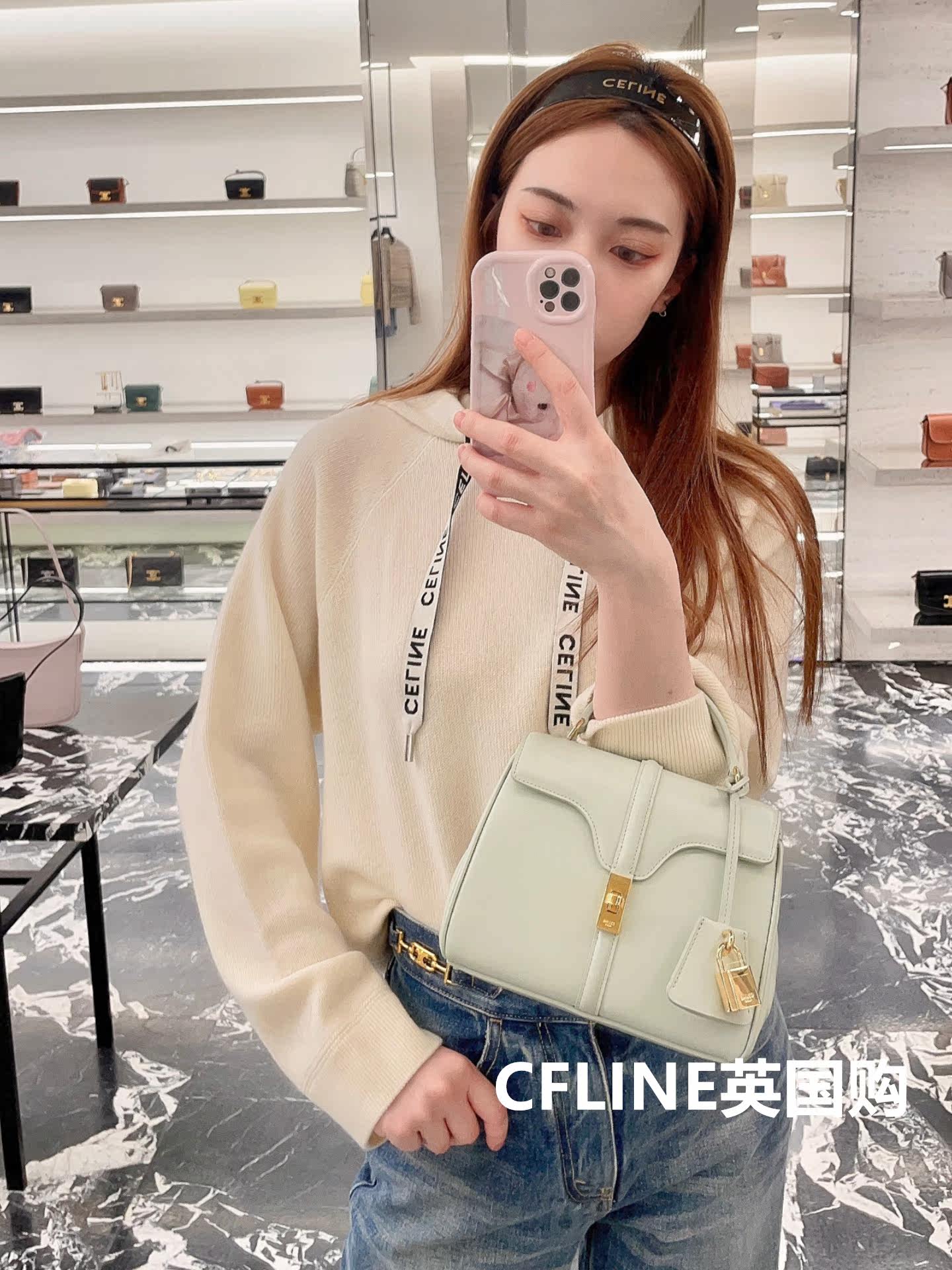 Suitable for CELINE Syrene 16 disassembly shoulder strap gold buckle rotary catch tot bag smooth leather single shoulder bag-Taobao
