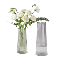 Simple modern European style creative glass vase transparent water flower arrangement rose lily rich bamboo table decoration bottle