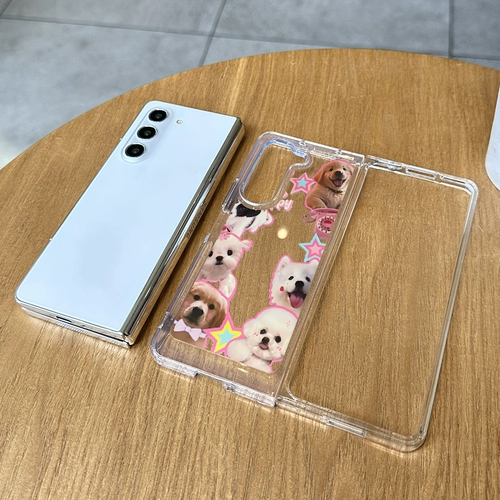 拾壳 Samsung, совместимый милый GalaxyZFold5, прозрачный чехол для телефона, модный защитный чехол, складывающийся экран, изысканный стиль, защита при падении
