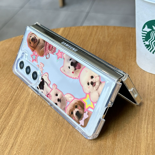 拾壳 Samsung, совместимый милый GalaxyZFold5, прозрачный чехол для телефона, модный защитный чехол, складывающийся экран, изысканный стиль, защита при падении