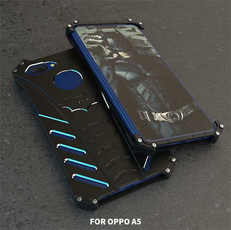 R-Just Batman Shockproof Aluminum Shell Metal Case with Custom Batarang Stent for OPPO A5