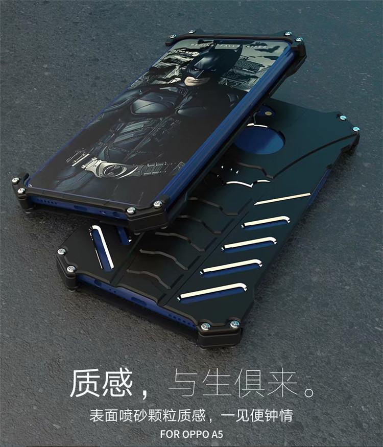 R-Just Batman Shockproof Aluminum Shell Metal Case with Custom Batarang Stent for OPPO A5