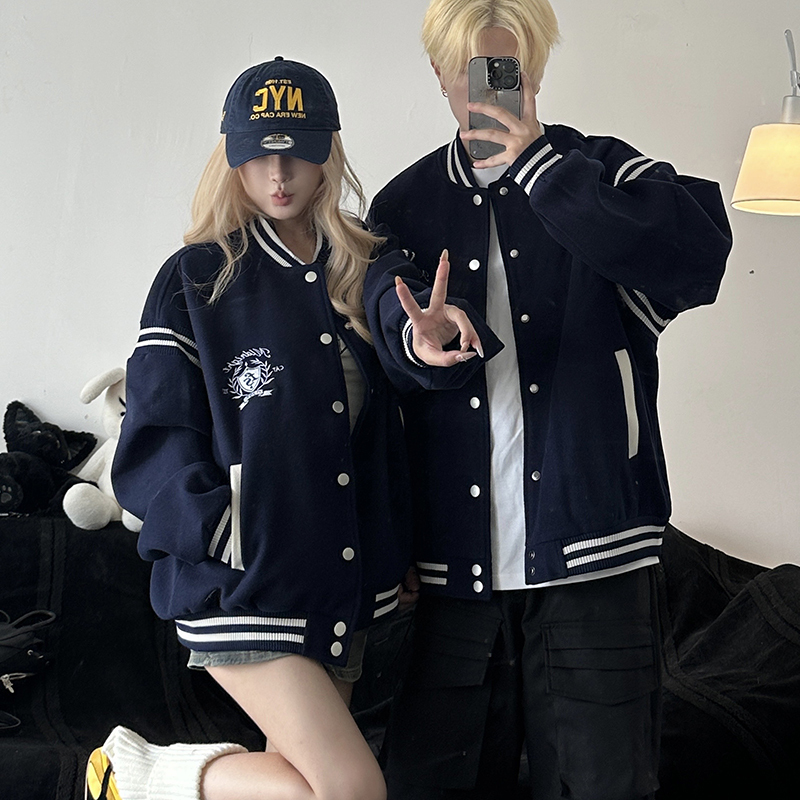 Couple's American College Style Color-Block Baseball Jacket 2026 New Design Trendy Brand Loose Casual Jacket Coat Couple's American College Style Color-Block Baseball Jacket 2026 New Design Trendy Brand Loose Casual Jacket Coat