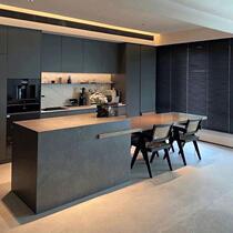 Retractable island dining table integrated multi-functional home kitchen bar custom-made large apartment light luxury slate