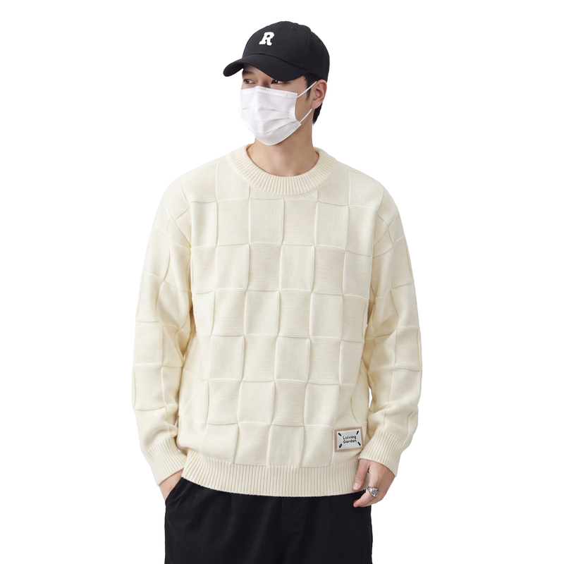Uktk Old Money Style Sweater 2026 Autumn/Winter Waffle Pattern Round Neck Knitted Base Shirt Unisex Top