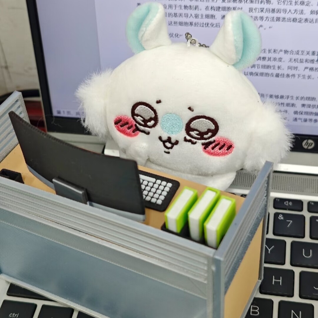 bjd场景道具娃屋 mini工位牛马桌bjd电脑桌微缩乌萨奇棉花娃娃道具娃屋迷你工作桌