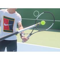 Rotating tennis training device coach-guided movements topspin cutting volleying and serving fixed action training device