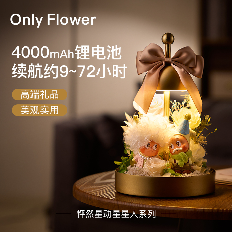 Onlyflower Eternal Flower Star-Shaped Figurine, a Light Luxury Table Lamp, Birthday and Qixi Festival Gift for Girlfriend Onlyflower Eternal Flower Star-Shaped Figurine, a Light Luxury Table Lamp, Birthday and Qixi Festival Gift for Girlfriend