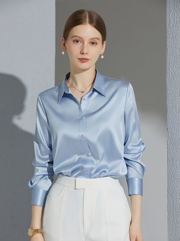 Heavyweight Bd Silk Satin Shirt for Women, 2024 Spring and Autumn New Style, Stylish, High-End, Elegant and Sophisticated Top